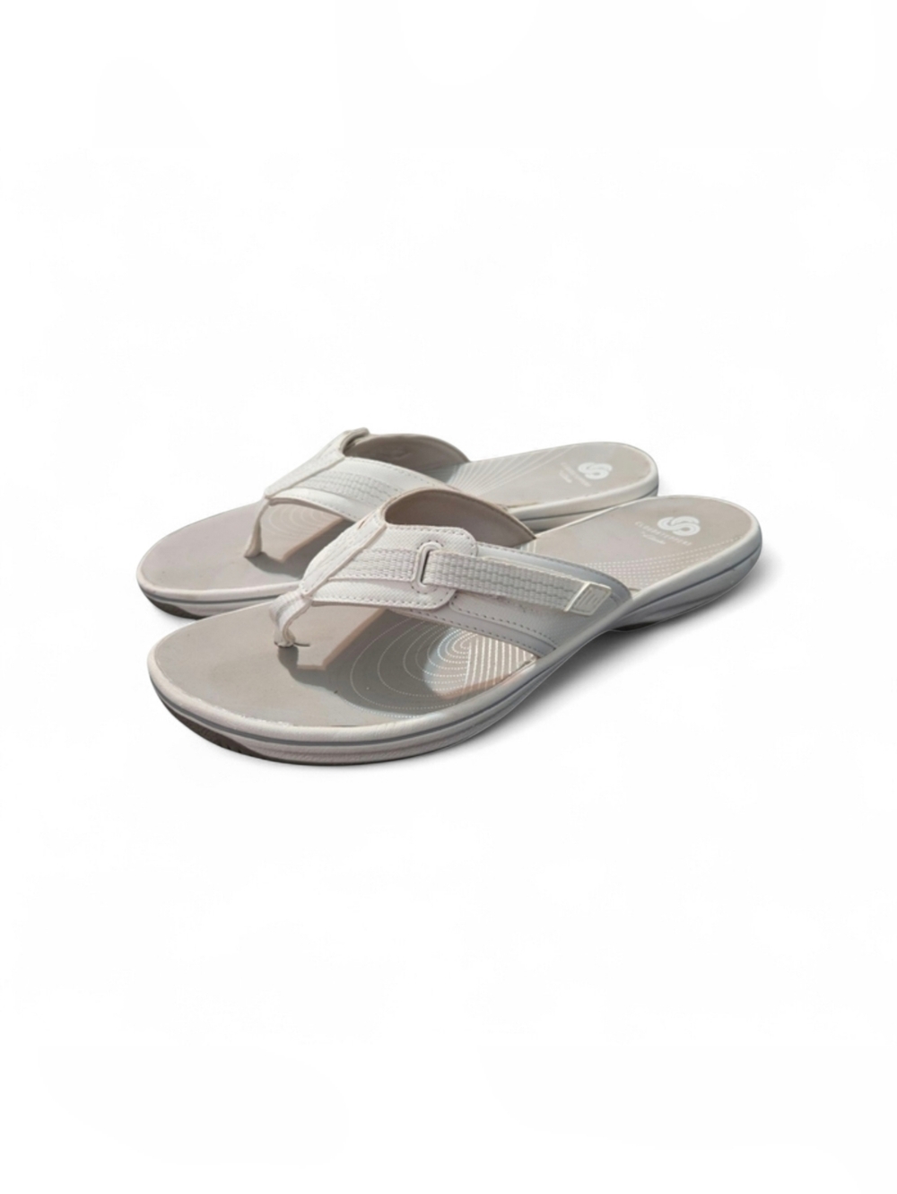 Clarks Cloudsteppers Brinkley Jazz Flip Flops Women’s White Size 10